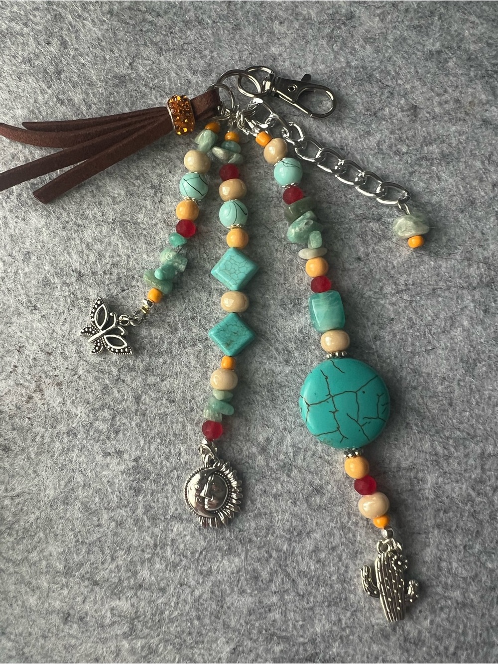Turquoise Multi-Bead Purse Charm Keychain